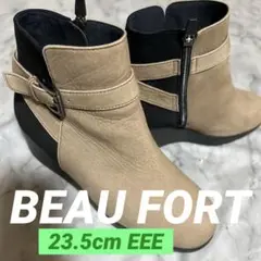 美品BeauFortビューフォート23.5cmEEEベージュはブラックスウェード