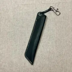 ハンドメイド＊タンニン舐めし本革ペンケース一本挿し、ダークグリーン