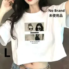 (未使用品) 短丈 フォトプリント 半袖Tシャツ Ｌ ホワイト