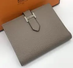 ⭐️ 極美品 エルメス ベアン コンパクト グレー エタン エプソン 鑑定済