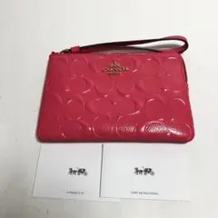 COACH コーチ レザー ポーチ ピンク レディース ブランド シグネチャー