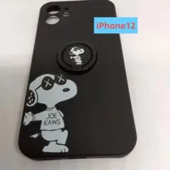 スヌーピー iPhone12 ケース ブラック