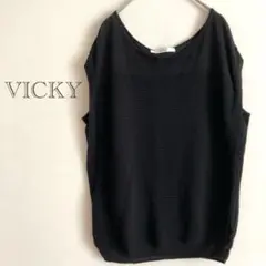 VICKY ベスト ニットベスト ノースリーブ 無地 シンプル ブラック 2