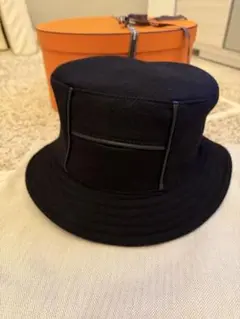 HERMES エルメス ハット 黒 56cm 4103524G0115 エルメス ハット カルヴィ・シーシェル コットン サイズ56