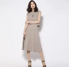 Vicky リネンライクセットアップ　ベージュ