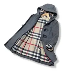 美品 Burberry バーバリーブリット ノバチェック ウール ダッフルコート