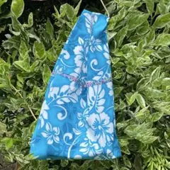 ハイビスカス柄　エコバッグ　ハンドメイド　ターコイズブルー　ハワイアン