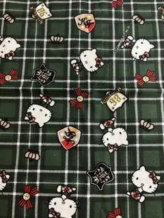 ハローキティ　チェック柄　緑