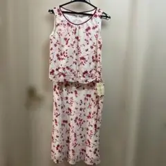 キャサリンロス　ノースリーブ花柄セットアップ サイドリボン　M【未使用】