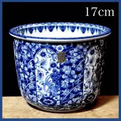 瀬戸焼　古瀬戸　染付　花文　蝶三足　大火鉢　大香炉　M　R8176B 瀬戸焼 古瀬戸 染付 花文 蝶三足 大火鉢 大香炉 M R8176B