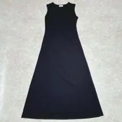 美品＊ノースリーブロングワンピース ブラック Aライン 薄い