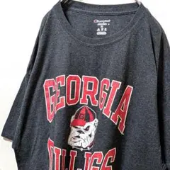 チャンピオン ジョージアブルドッグス デカロゴ Tシャツ グレー灰色XL古着