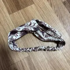 ペイズリークロスヘアターバン　ホワイト