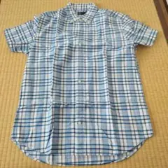 GAP 半袖シャツ S 青系チェック柄