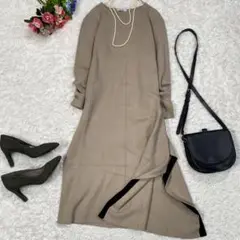 アドーア ADORE ドライストレッチニットワンピース ベージュ レディース M