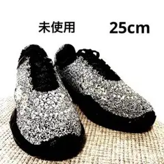未使用 ラインストーン グリッター ビジュー キラキラ 厚底 スニーカー