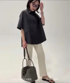 ヨンファ YONFA バンドテーパードスラックス アイボリー