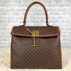 ★美品 セリーヌ チェーン ゴールド サークル金具 マカダム ハンドバッグ