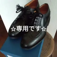 サンダースタッセルロングウィングシューズ黒