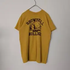 90s USA製　カレッジロゴ　Tシャツ シングルステッチ　　L マスタード