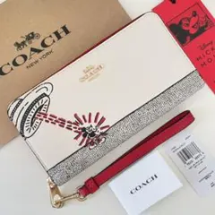 COACH コーチ ストラップ付き 長財布 ディズニーキースヘリング限定コラボ