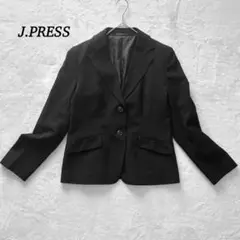 【ジェイプレス】テーラードジャケット　11号 L相当　ブラック　ウール混　日本製