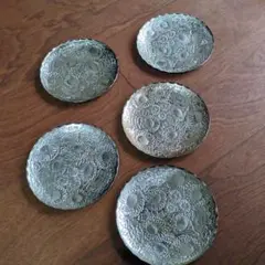 銀皿丸5枚12.5cmと銀皿角5枚12cm