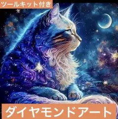 特殊ビーズ4色入り　ダイヤモンドアート　星空と猫　スクエア樹脂35色 40✖️40