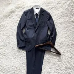 <極美品>LARDINI 新ロゴ ネイビー ウール スーツ サイズ44