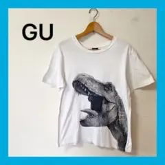 ☆GUジーユーメンズ恐竜プリント Tシャツ ホワイトサイズL