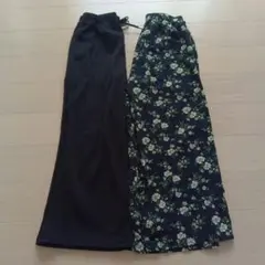 キッズ　女の子 GU130リブパンツ 　花柄ワイドパンツ