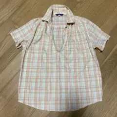 flash 半袖シャツ M オレンジ系チェック
