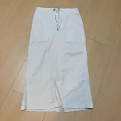 アイボリー コットンタイトスカート スリット入り