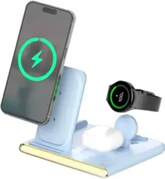 4-in-1ワイヤレス充電器 互換品iPhoneシリーズ スマホ対応 静音タッチ