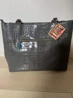 新品未使用　Falchi 　クロコ　本革　トートバッグ　定価２８万円　グレー