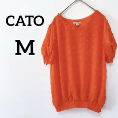 CATO 【M】オレンジ ドット柄 半袖シャツ シフォン