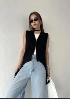 トランク88 Garter Straps Knit Vest ブラック
