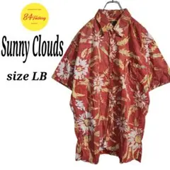 Sunny Clous 半袖 総柄シャツ アロハ かりゆしウェア 赤 サイズLB