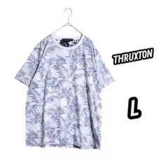 THRUXTON ☆ ホワイト ネイビー ボタニカル 半袖 Tシャツ L 総柄