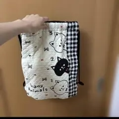 体操服袋 猫と動物柄 キルティング