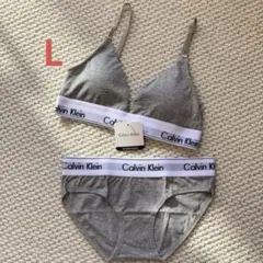 Calvin Klein カルバンクラインブラジャー下着上下セット グレー L