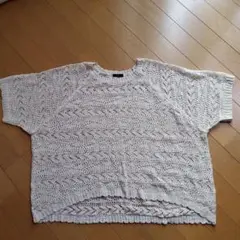 クリーム色 レース編み ニット 半袖　3L
