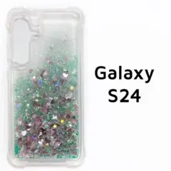 Galaxy S24 ケース 動く グリーン キラキラ