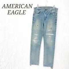 アメリカンイーグル ダメージ ジーンズ デニム パンツ ストレート 綿100％