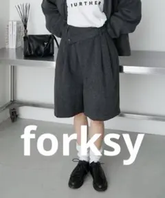 forksy ヘリンボーン柄キュロット Mサイズ グレー 秋冬 上品