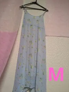 キャミソールワンピース　水色　Mサイズ　花柄