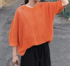 nugu klee メッシュハーフスリーブサマーニット