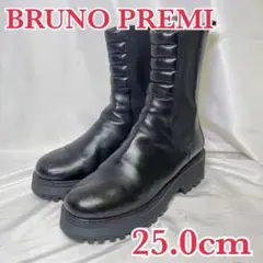 超美品 BRUNO PREMI ブーツ サイドゴア レザー ミドル丈 プルタブ