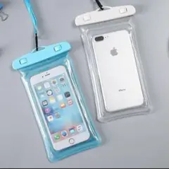防水ケース 2パックセット スマホケース ストラップ付 ホワイト エアバッグ