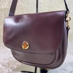 【極美品】グッチ ショルダーバッグ ヴィンテージ ブラウン レザー ターンロック
